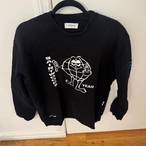 Black Graphic Crewneck Sweater